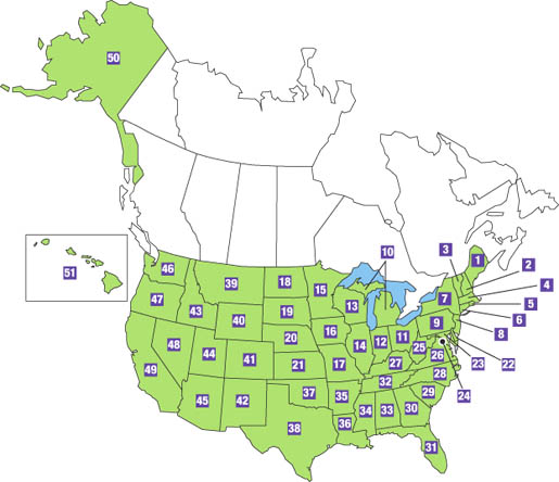アメリカ50州の地図
