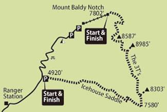 Old Baldy / Icehouse Saddleハイキングコース/地図