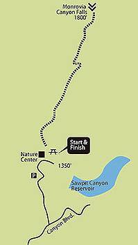 Monrovia Falls (Monrovia Canyon Park)ハイキングコース/地図