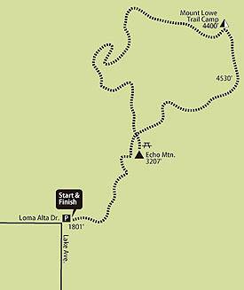 Mount Lowe Historic Railway (Angeles National Forest)ハイキングコース/地図