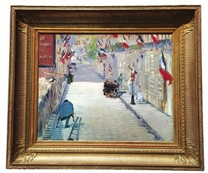 xI延uard Manetの作品「The Rue Mosnier with Flags」