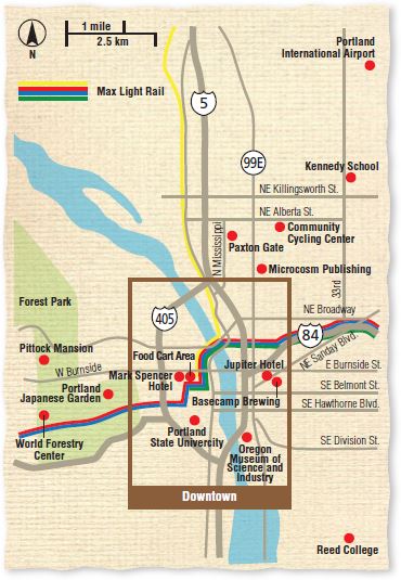 ポートランドおよびその周辺の地図