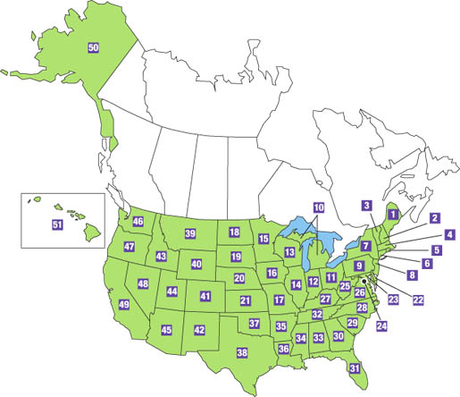 アメリカ合衆国 州地図 米国 アメリカ50州の地図 マップ 北米