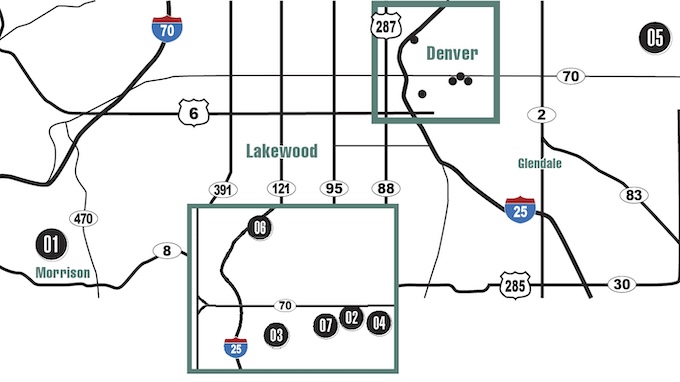 デンバーの地図