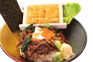 うに和州牛肉(すき焼き風)丼(丸秀うにクラブ)