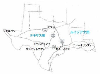 アメリカ南部の地図